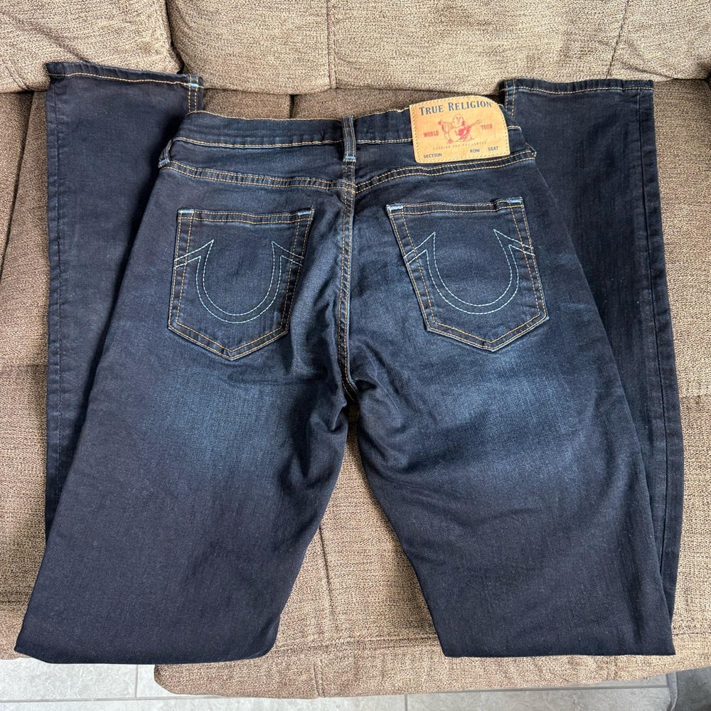 NWOT True Religion Men's Dark Blue Bootcut Jeans sz 27 Geno Relaxed Slim